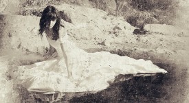 foto sposa fiume fronte